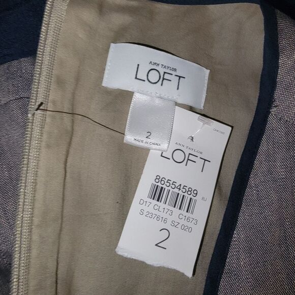 Loft Women's Short Sleeve Linen Blend Blue Mini Dress Tie Waist Size 2 NWT - Picture 7 of 8